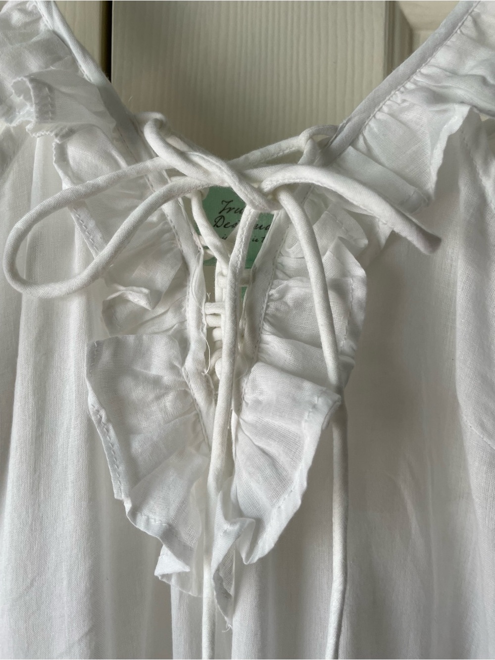 True Destinations White Cotton Boho Maxi Dress L - Picture 4 of 11